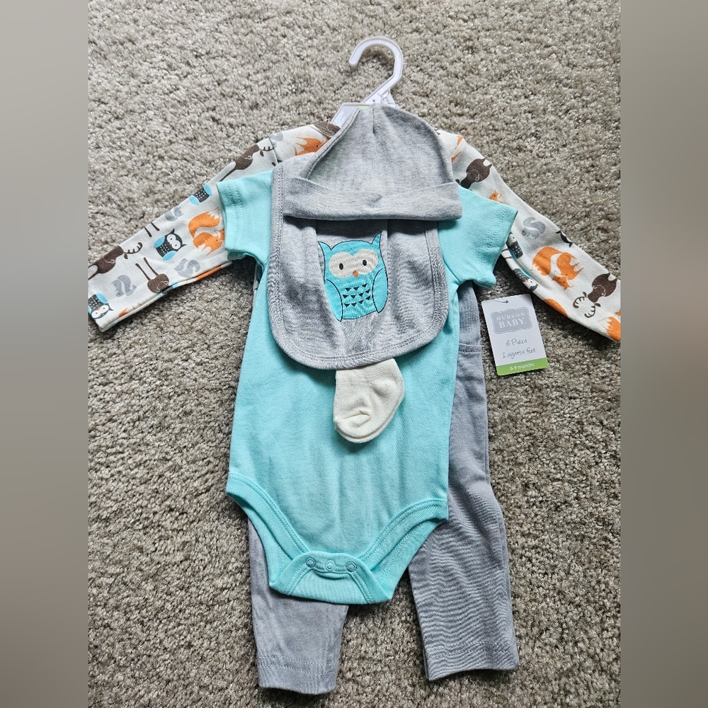 Hudson Baby 6p Piece Layette Set 6-9 Months